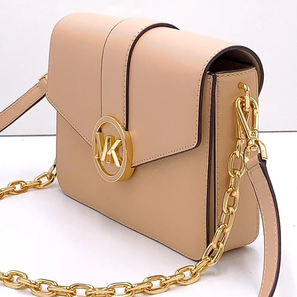 MICHAEL KORS CARMEN MEDIUM CONVERTIBLE SHOULDER BAG BUFF COLOR